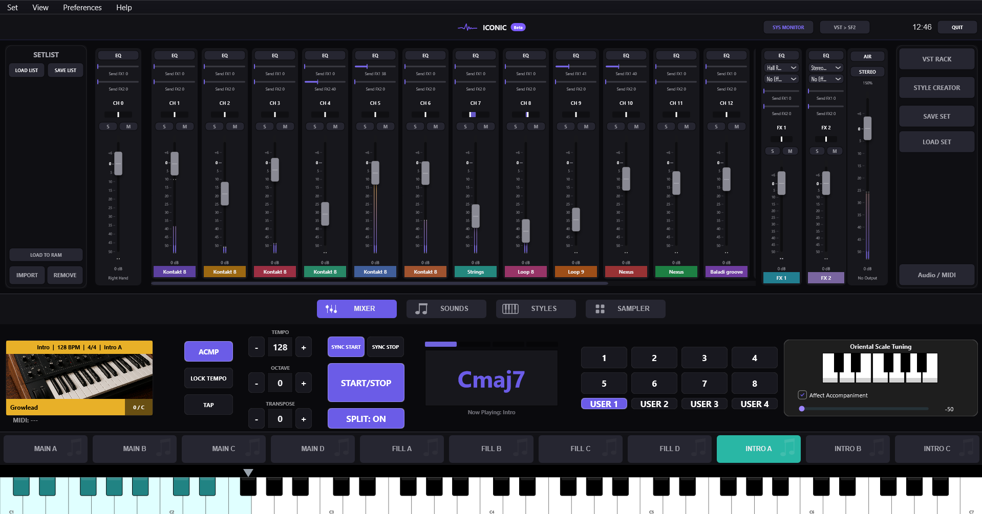 Iconic Mixer main live performance screen