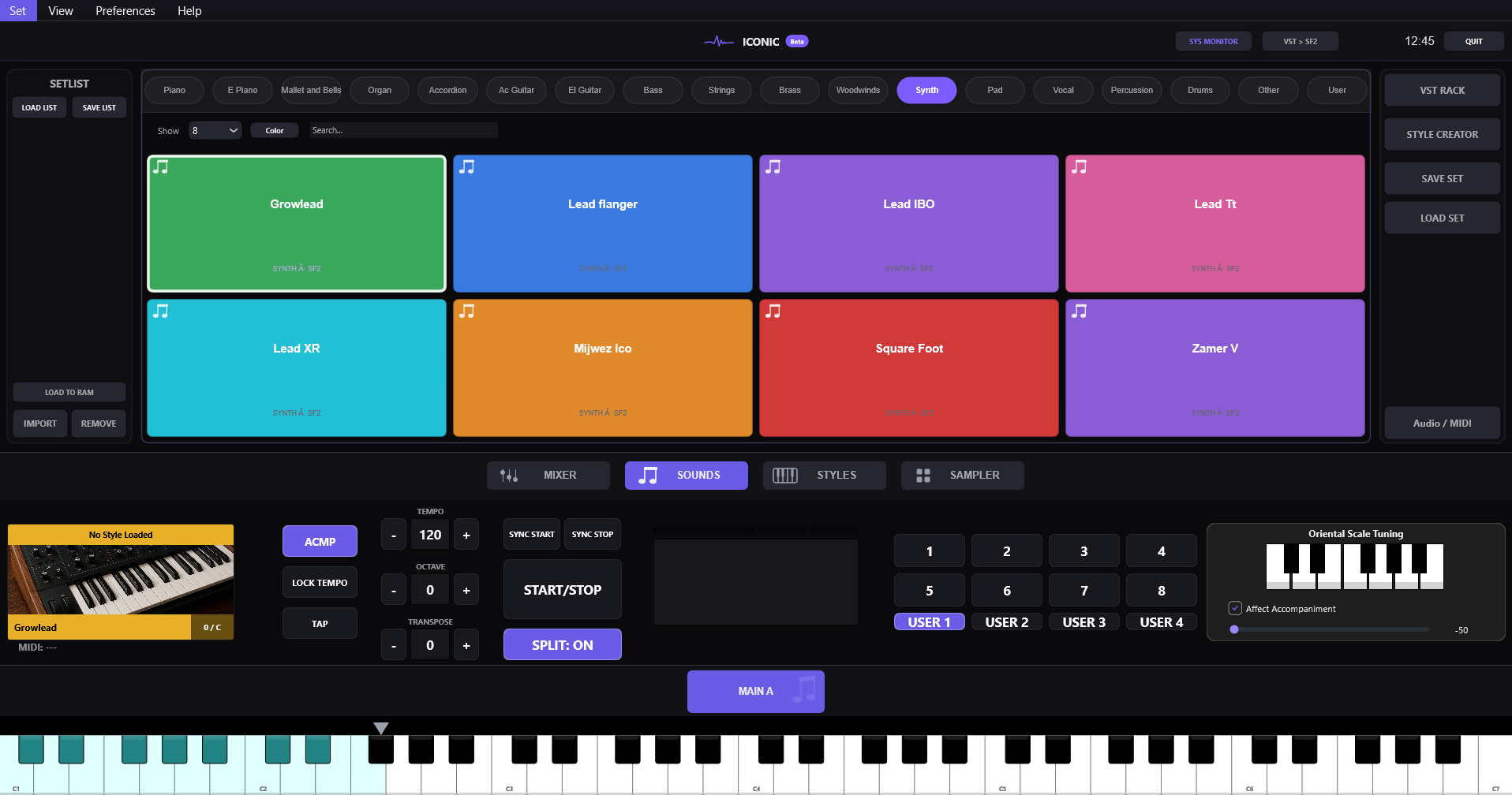 Iconic Sounds and Styles browser